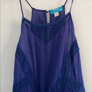 Navy blue long tank top.